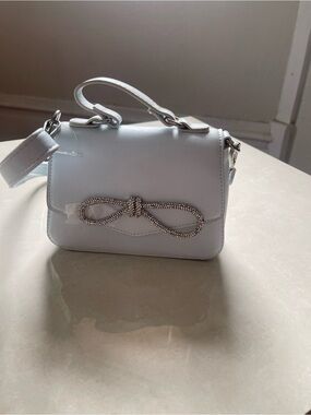 Target Light Blue Crossbody/Tote with Rhinestone Bow Accent